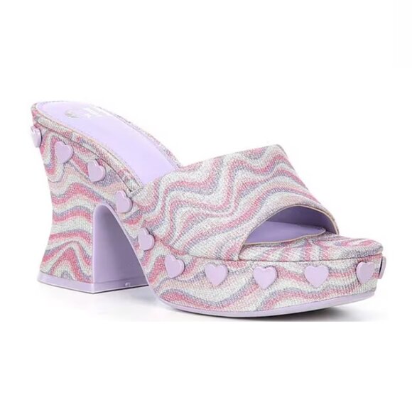 GB Heart-String Sparkle Swirl Heart Studded Platform Sandals Women's 9 - Picture 1 of 10